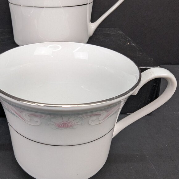 Crown Ming T.M. Fine China Coquille Pattern Footed Tea Cup Jian Shians Set of 4 - Picture 5 of 10